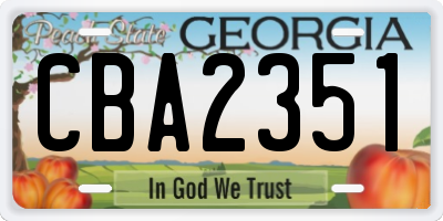 GA license plate CBA2351