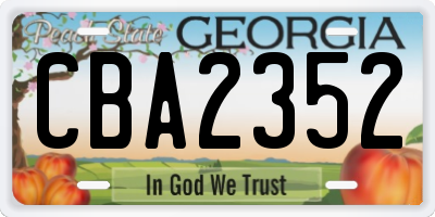 GA license plate CBA2352