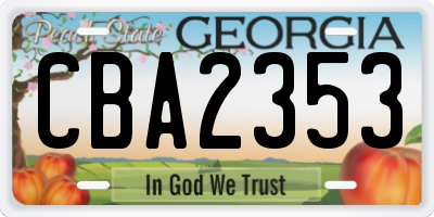 GA license plate CBA2353