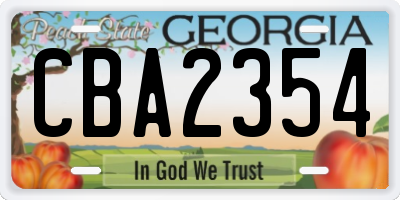 GA license plate CBA2354