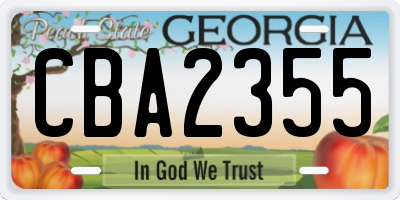 GA license plate CBA2355