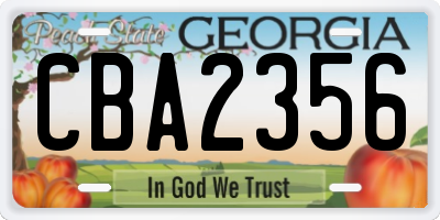 GA license plate CBA2356