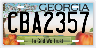 GA license plate CBA2357