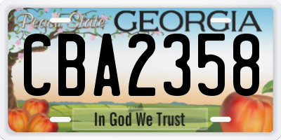 GA license plate CBA2358