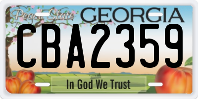 GA license plate CBA2359