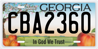 GA license plate CBA2360