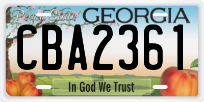 GA license plate CBA2361