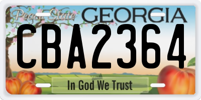 GA license plate CBA2364