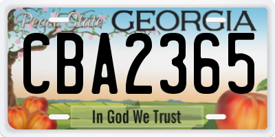 GA license plate CBA2365