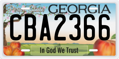 GA license plate CBA2366