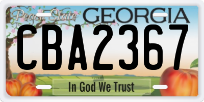 GA license plate CBA2367