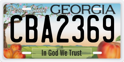 GA license plate CBA2369