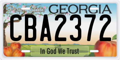 GA license plate CBA2372