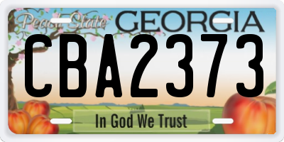 GA license plate CBA2373