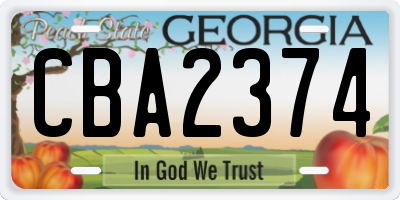 GA license plate CBA2374