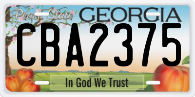 GA license plate CBA2375