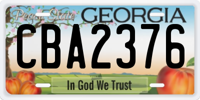 GA license plate CBA2376