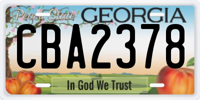 GA license plate CBA2378