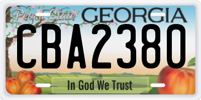 GA license plate CBA2380