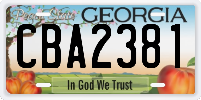 GA license plate CBA2381