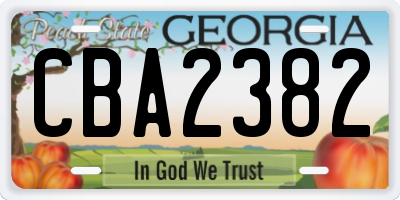 GA license plate CBA2382