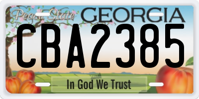 GA license plate CBA2385