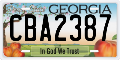 GA license plate CBA2387