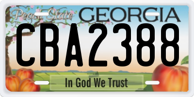 GA license plate CBA2388