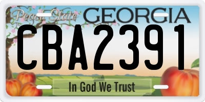GA license plate CBA2391