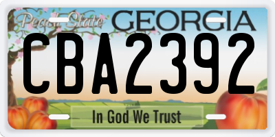 GA license plate CBA2392