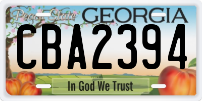 GA license plate CBA2394