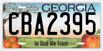 GA license plate CBA2395