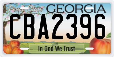 GA license plate CBA2396