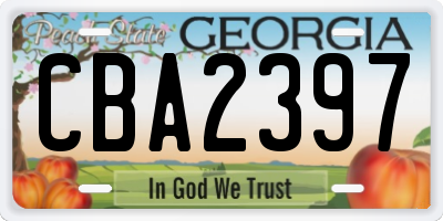 GA license plate CBA2397