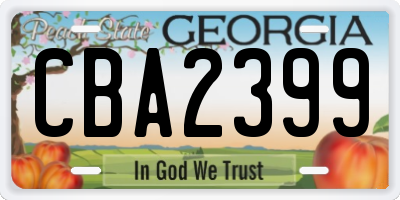 GA license plate CBA2399