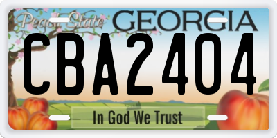 GA license plate CBA2404