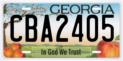 GA license plate CBA2405