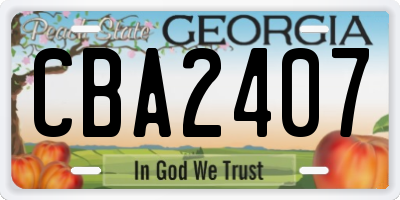 GA license plate CBA2407