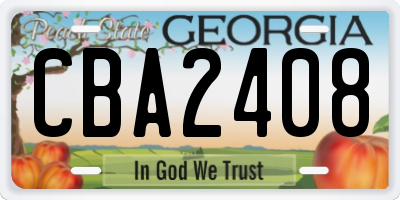 GA license plate CBA2408