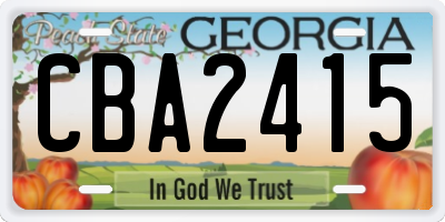 GA license plate CBA2415