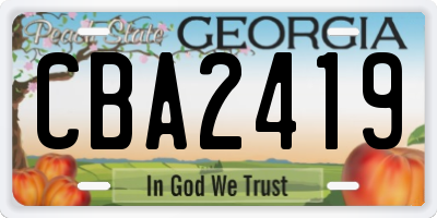 GA license plate CBA2419