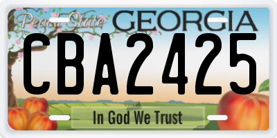 GA license plate CBA2425