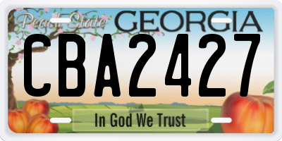 GA license plate CBA2427