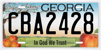 GA license plate CBA2428