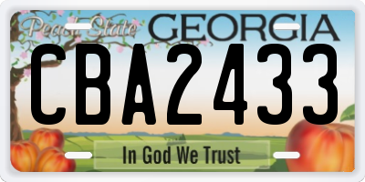 GA license plate CBA2433