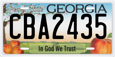 GA license plate CBA2435