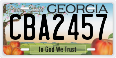 GA license plate CBA2457