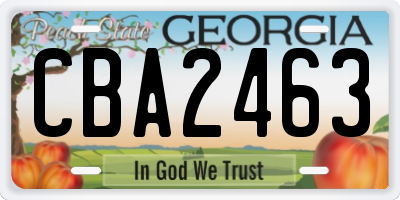 GA license plate CBA2463