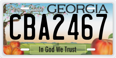 GA license plate CBA2467