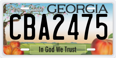 GA license plate CBA2475
